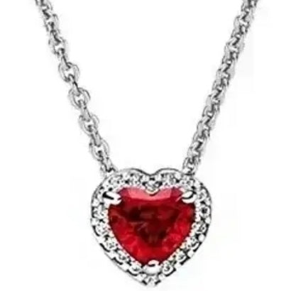 Cadena Corazón Piedra Roja