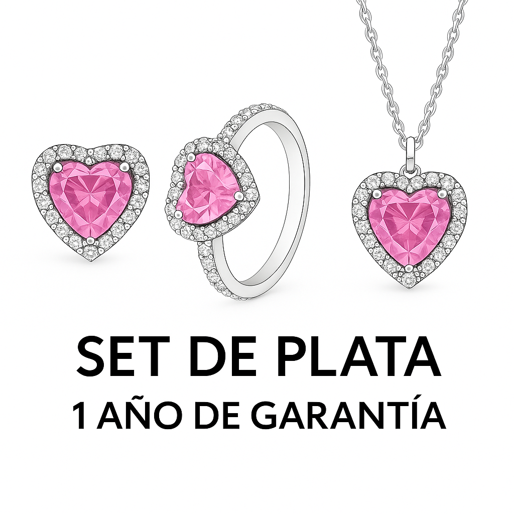 SET COMBO ROSA (Aretes, Anillo & Cadena)