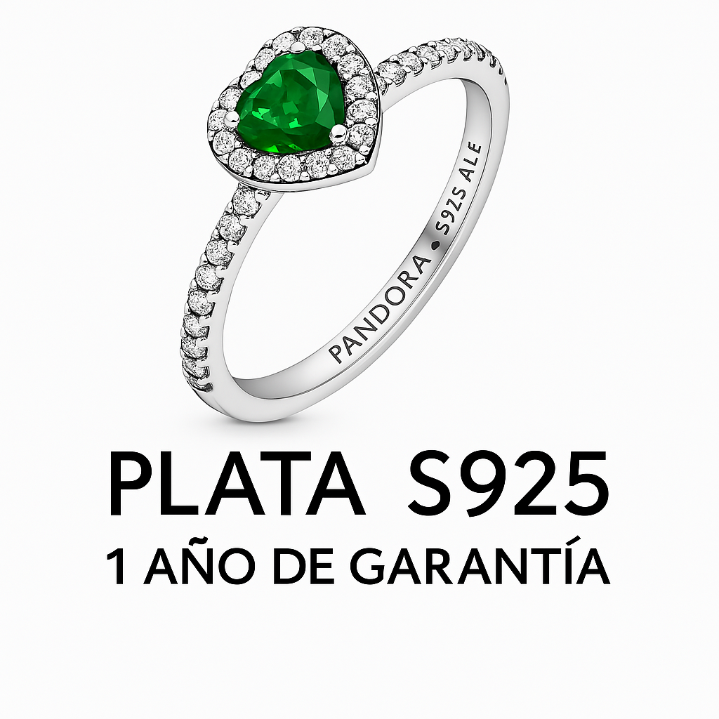 Anillo Corazon Piedra Verde