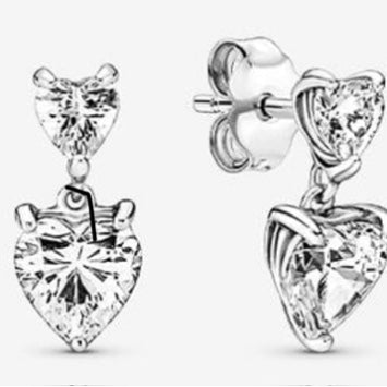 Aretes Doble Piedra Blanca