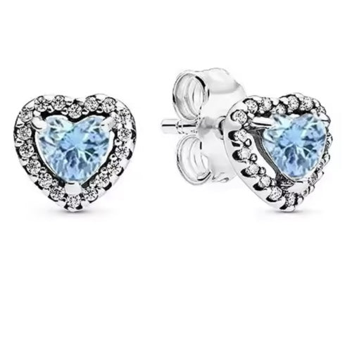 Aretes Corazon Piedra Azul Cielo