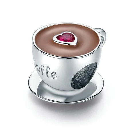 Charm Taza Coffee Corazón Piedra Rosa