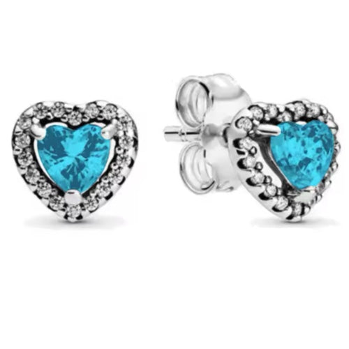 Aretes Corazon Piedra Azul Celeste
