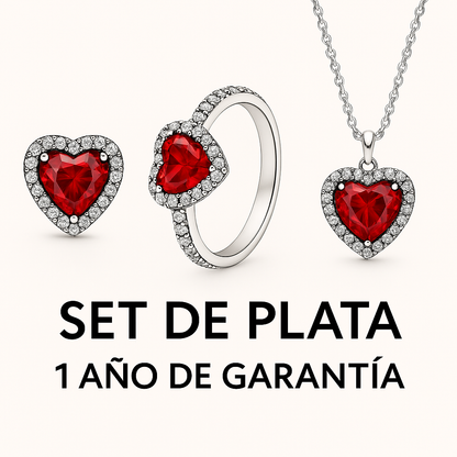 SET COMBO ROJO (Aretes, Anillo & Cadena)
