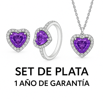 SET COMBO MORADA (Aretes, Anillo & Cadena)