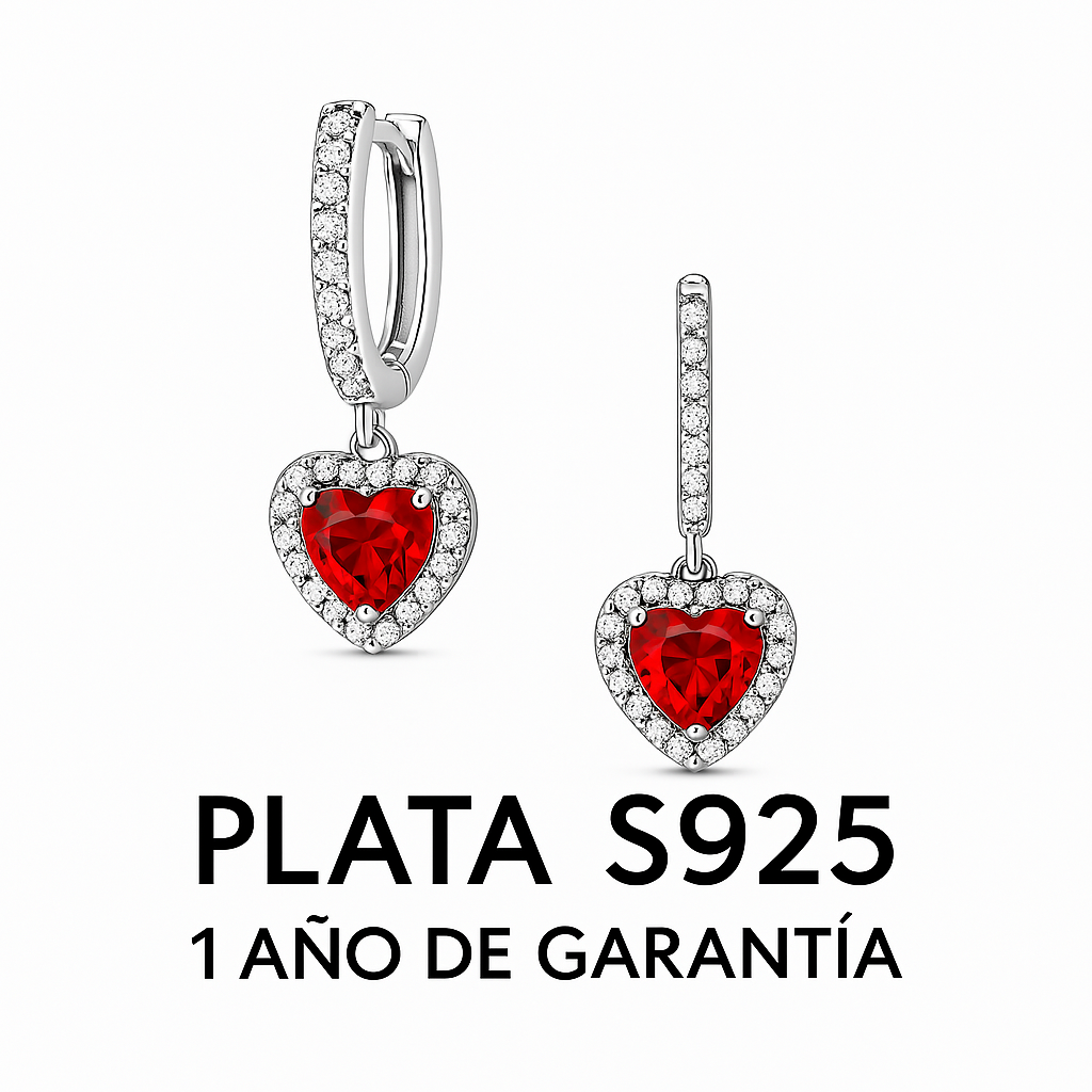 Argollas Corazón Piedra Roja