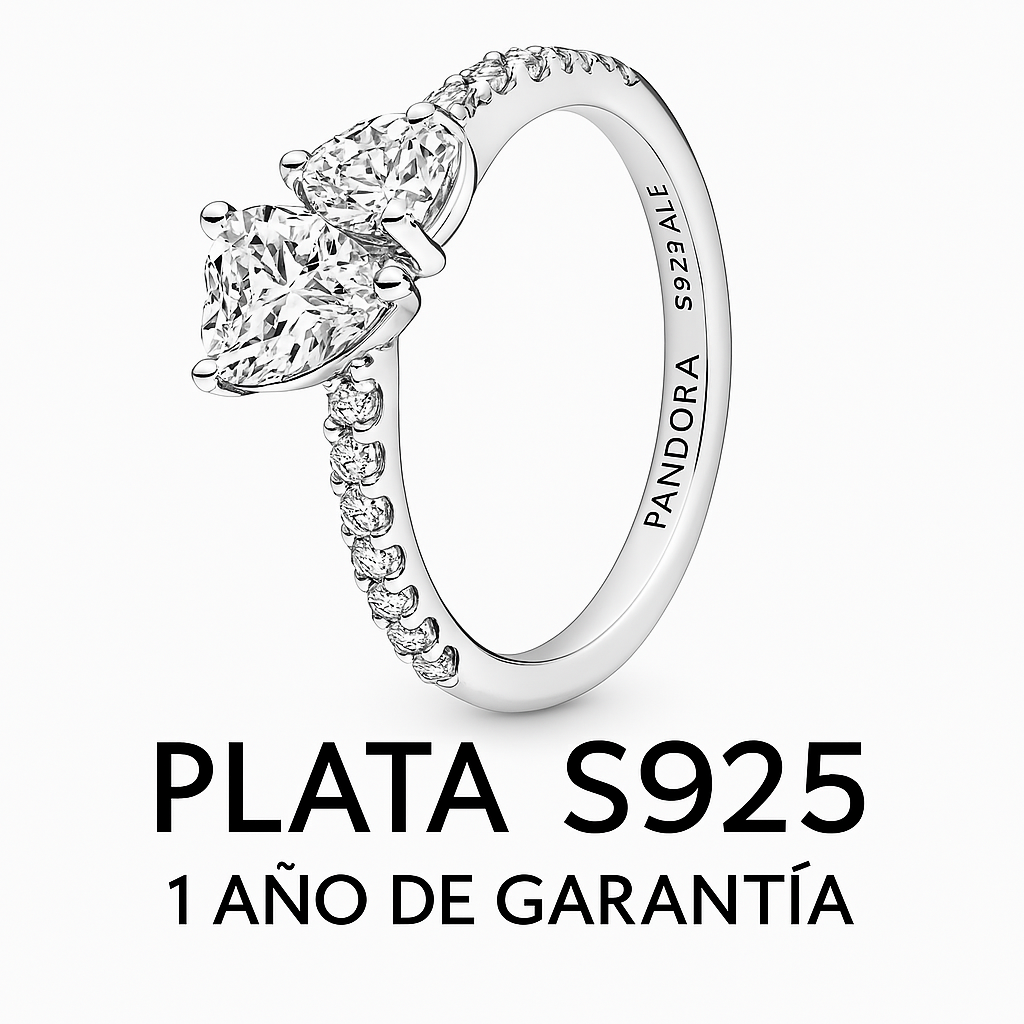 Anillo Corazon Doble Piedra