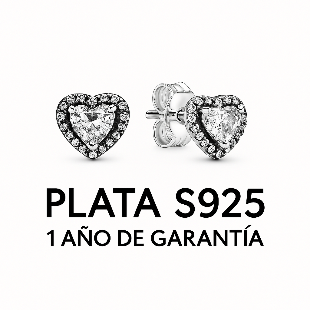 Aretes Corazón Piedra Blanca