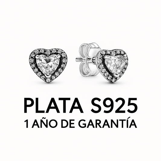 Aretes Corazón Piedra Blanca