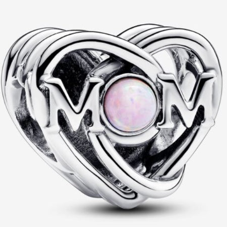 Charm Mom Corazón Murano Azul/Rosa