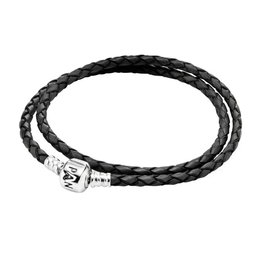 Pulsera Pandora doble Leather Negra