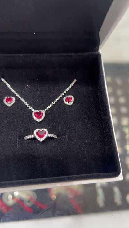 SET COMBO ROJO (Aretes, Anillo & Cadena)